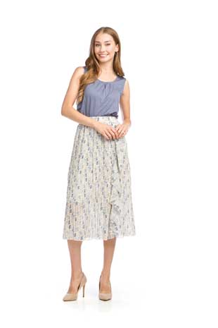 PS-16918 - DITSY FLORAL PLEATED SKIRT WITH RUFFLE DETAIL - Colors: AS SHOWN - Available Sizes:XS-XXL - Catalog Page:91 